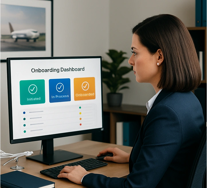 HR team in Aviation onboarding new staff using digital HRDMS platform