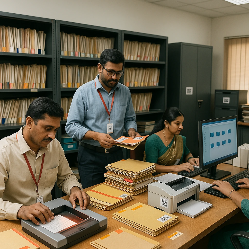 Banking professionals using digital tools like DMS, CKYC, and invoice automation for BFSI process management