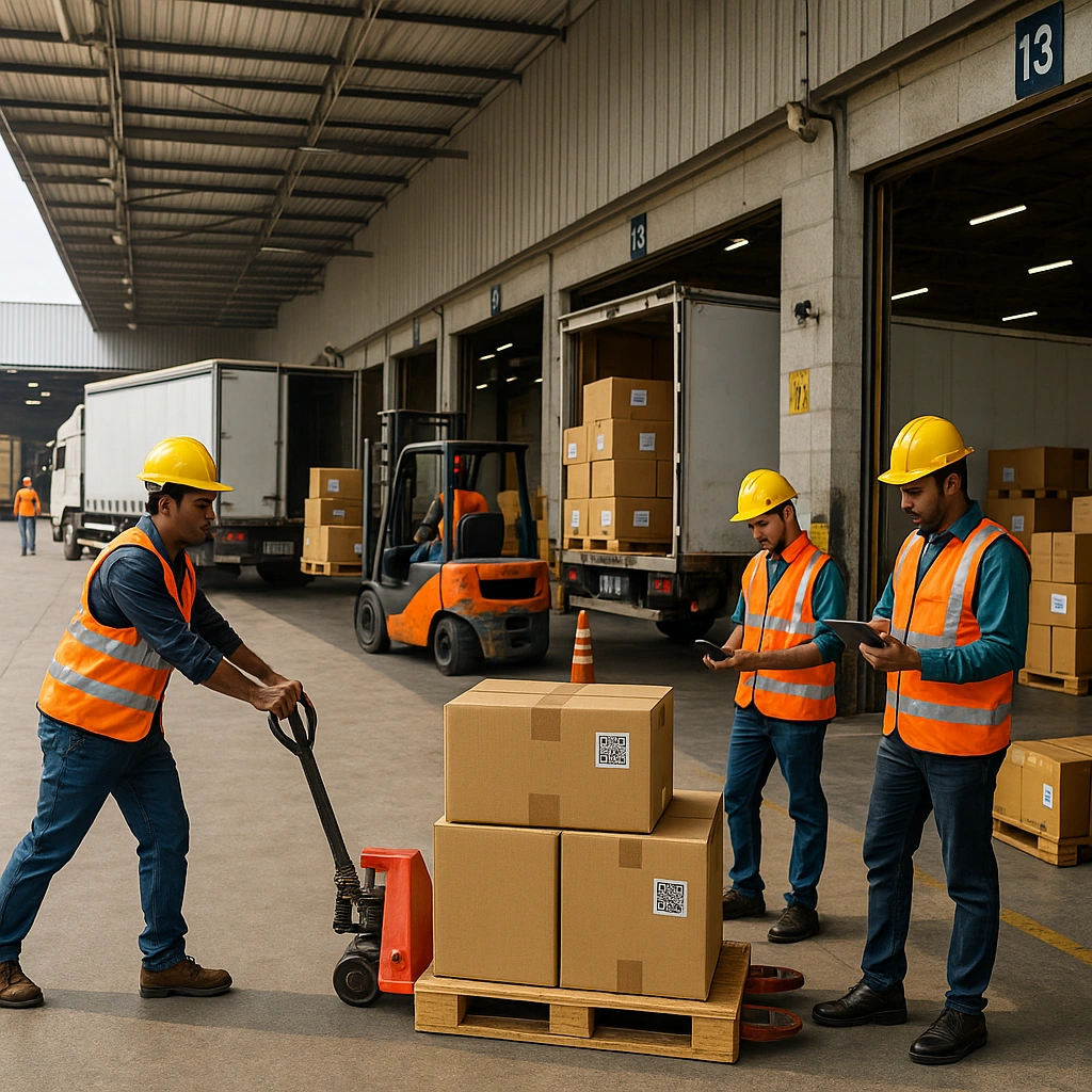Professionals in Logistics using digital solutions like PayXtract, ECM, FAMS