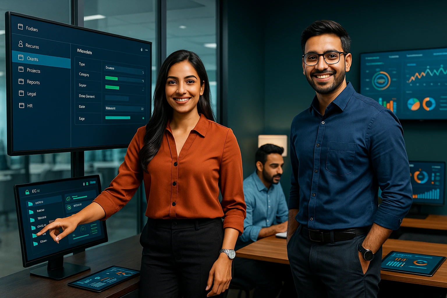 Employees collaborating through ShareDocs Enterpriser ECM platform